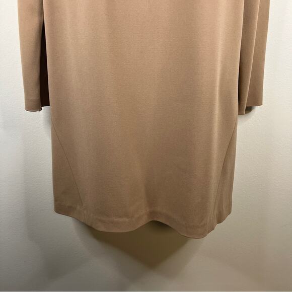 Tibi New York Tan Black Color Block Shift Dress Size 6 Long Sleeve Camel‎ - Picture 3 of 11